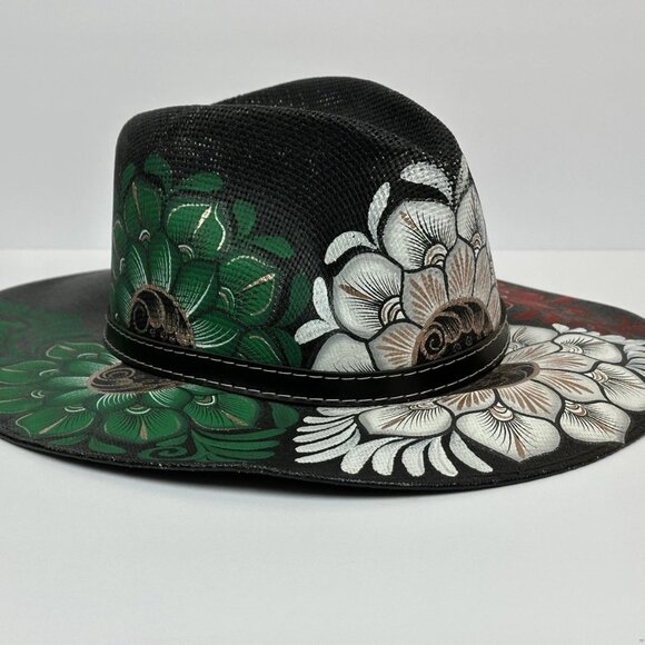 ?? NEW Hand-Painted Mexican Artisan Jute Boho Floral Sun Hat – Medium main image 7